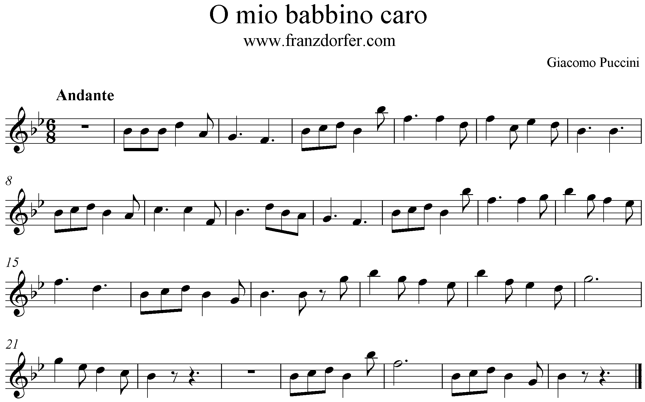 Noten O mio babbino caro Solopart